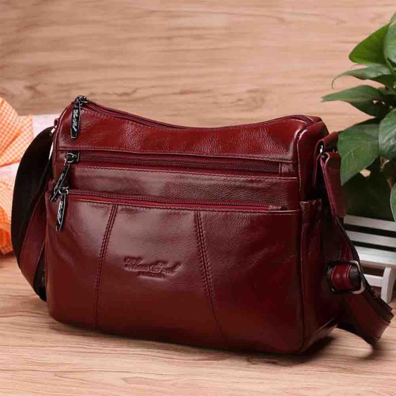 

Evening Bags Casual Women Shoulder Bag Genuine Leather Multi-zipper Pocket Crossbody Messenger Elegant Travel Black Purse 2022