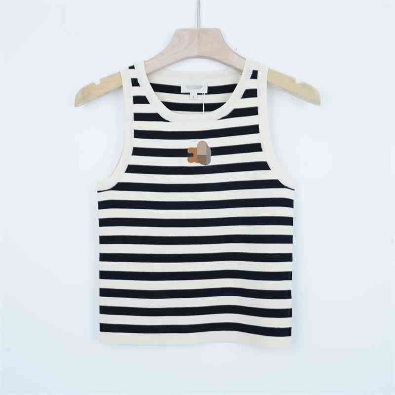 Women&#039;s Tanks & Camis CE home summer classic stripe knitted suspender vest Arc de Triomphe versatile slim sexy top A6UO-image-765489567
