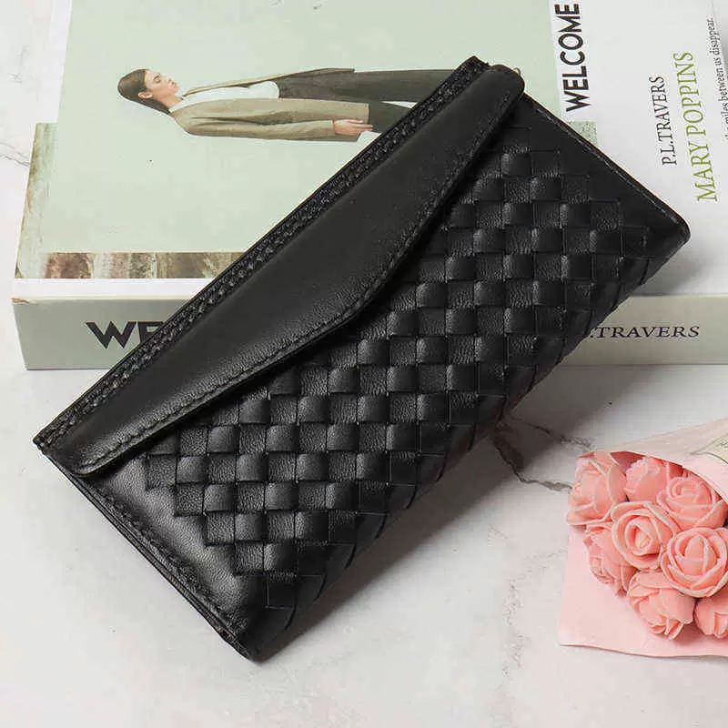 

Wallets 2021 Wallet Sheep Knitting Women's Long Wallet Real Pickup Hand Bag Fashion Simple