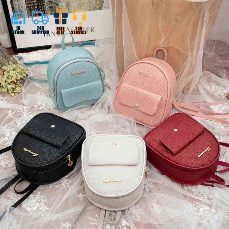 

Ready Stock Mini Backpack Women Pu Leather Shoulder Bag for Teenage Girls Kids Multi-function Female Ladies School Backpack 220611, Black