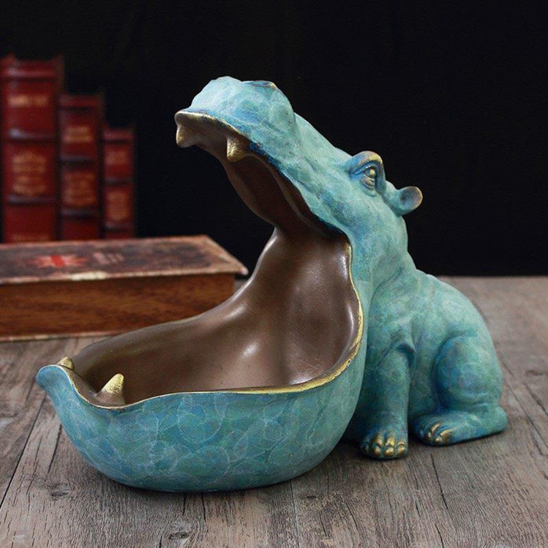 

Decorative Objects & Figurines Hippo Statue Sculpture Figurine Key Candy Container Sundries Storage Holder Home Table Artware Desk Decor Cra