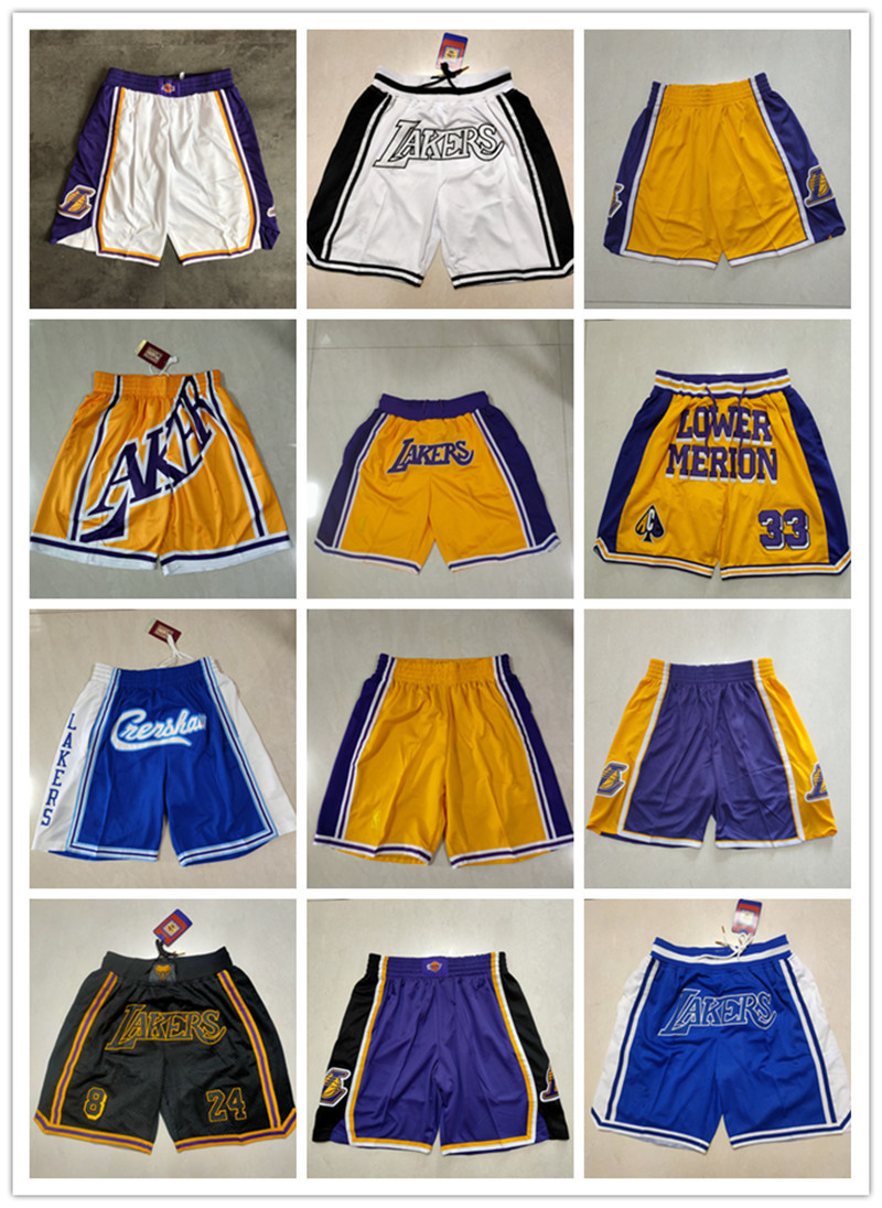 

Los Angeles''Lakers''men Throwback Basketball Shorts pocket purple yellow, Color