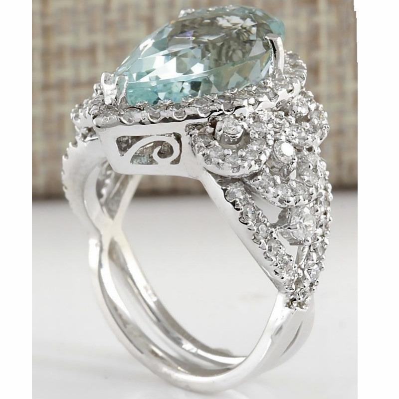 

Wedding Rings Deluxe Fashion Sea Blue Diamond Female Engagement Ring Size 6-11Wedding