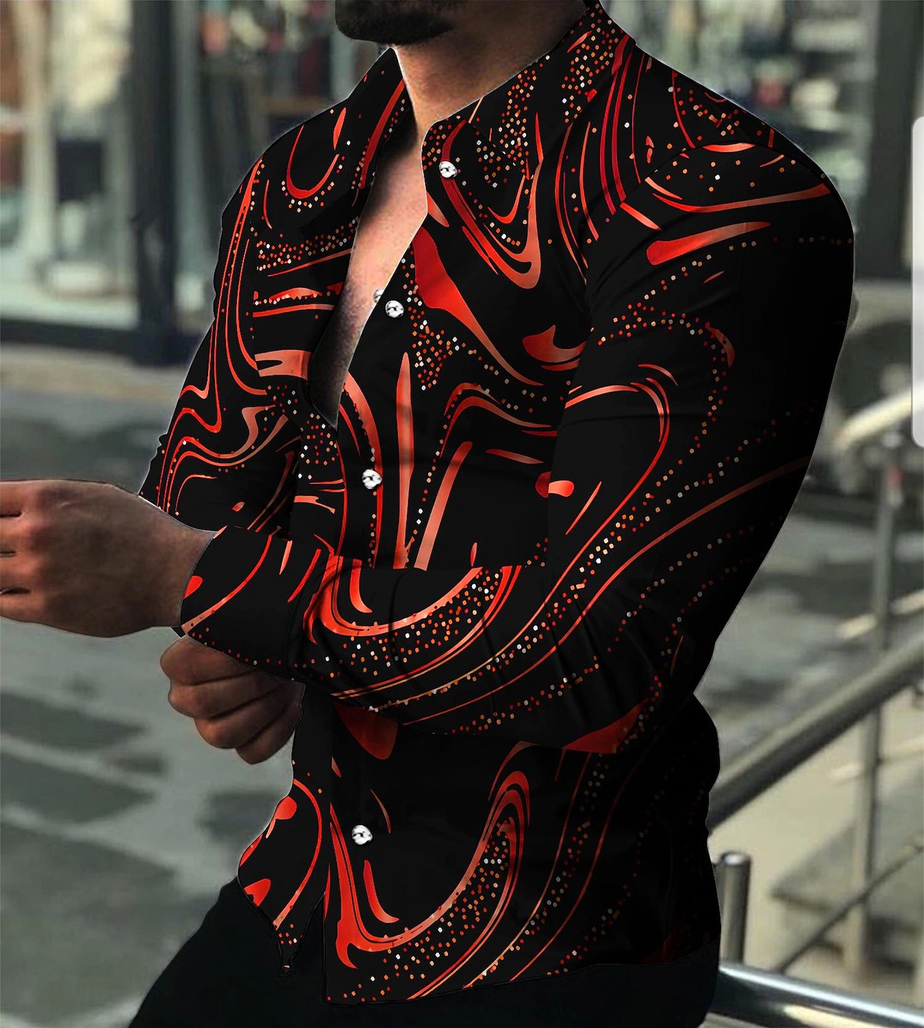 vente mens Casual camisa lujo chemises vêtements plus la taille 3xl 5xl haut à pois chemisier motif géométrique hawaï manches longues haute quali