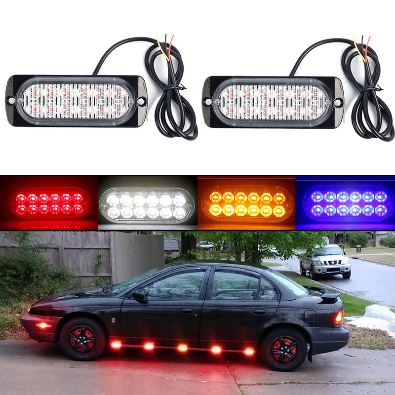 

Car Strobe Warning Light Emergency Lamp Bar Automatic Flashing Signal Lamp12 LED Light Strip for Police Truck SUV Motorcycle