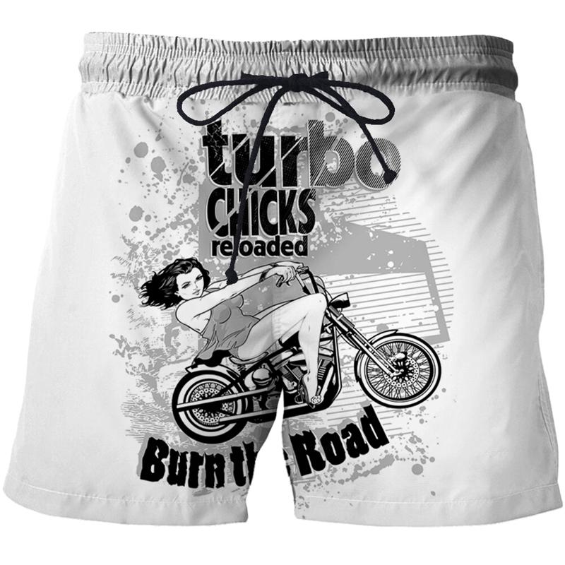 

Men's Shorts Mens Quick Dry Summer Beach Board Boxer Trunks 2022 Fashion 3D Motorcycle Girl Print Boardshorts Men Hip Hop Short Homme, White;black