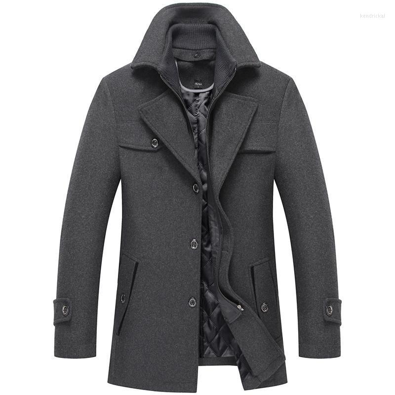 

Men's Wool & Blends Thoshine Brand Winter 50% Men Thick Coats High Quality Slim Fit Fashion Outerwear Liner Casual Jackets Pockets Kend22, Black