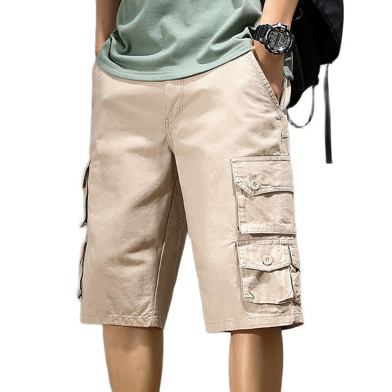 

Men's Shorts Summer Mens Casual Pure Cotton Multi Pockets Tactical Cargo Pants Man Khaki Knee Length Military Trousers StreetwearMen's, 2815 black