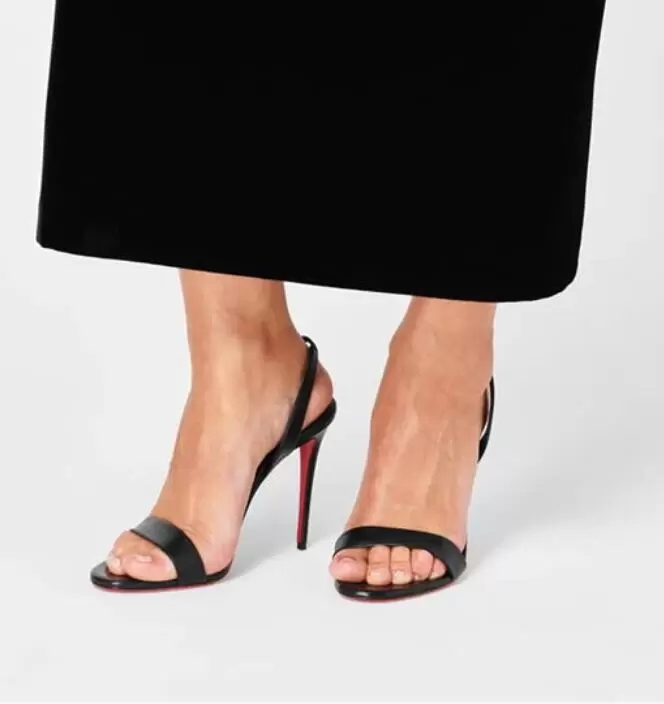 

Luxury designers women sandal high heel red soles shoes Paris shoe women O Marylin metallic leather sandals pointed open toe slingback sexy heeled size 35-43