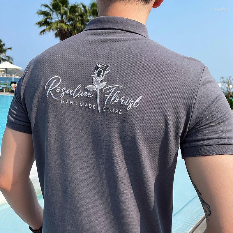 

Men's Polos Plus Size 5XL-M Summer Lapel Embroidered Shirt Men Slim Fit Short Sleeved Casual Tops Tee Fashion Business Social PolosMen's, White