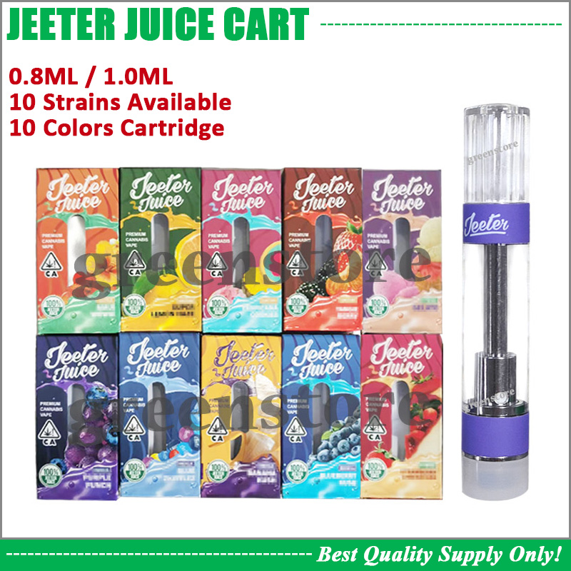 

Premium Jeeter Juice Vape Cartridge 0.8ML 1.0ML Pyrex Glass Atomizer Ceramic Coil Thick Oil Tank La Kush TKO Raw Garden Moonrock Carts New Package