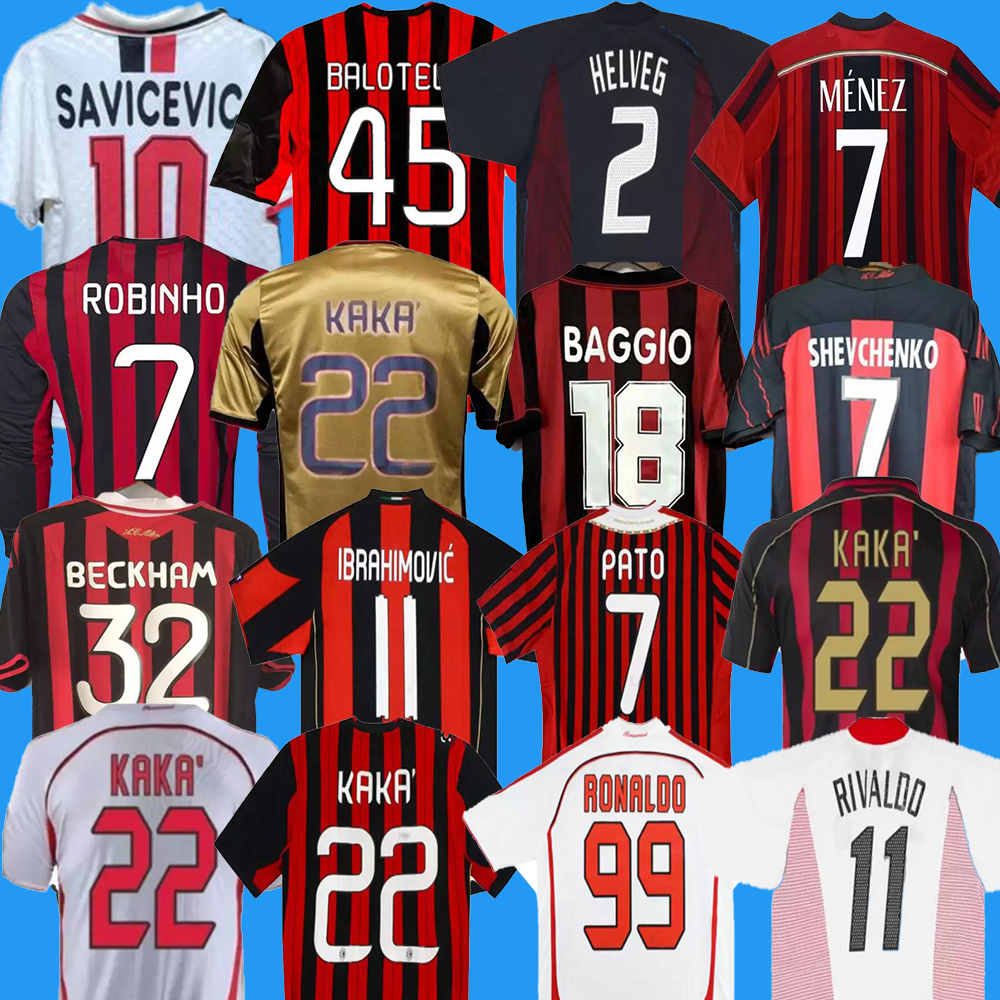

2013 2014 IBRAHIMOVIC KAKA retro soccer jersey 13 14 15 milan Robinho El Shaarawy Ménez Torres Balotelli MONTOLIVO vintage classic football