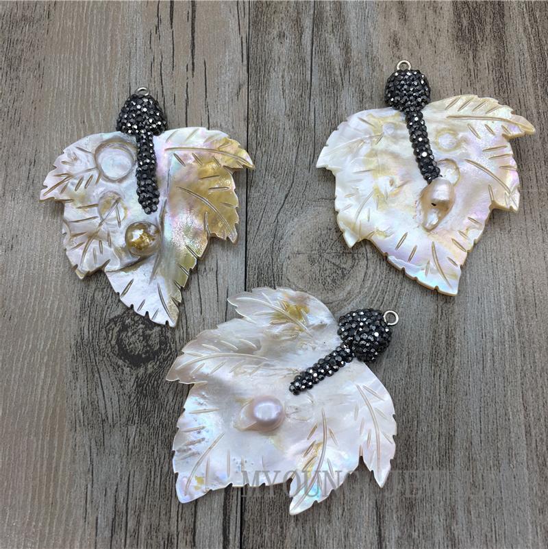 

Pendant Necklaces Shape Shell Charm Paved Pearl And Rhinestone Cap Necklace Jewelry Making MY1335Pendant NecklacesPendant