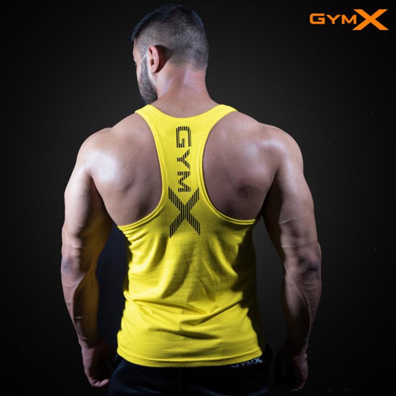 

Men Bodybuilding Tight Cotton Tank Tops Summer Jogger Workout Sleeveless Shirt Man Sling Vest Male Gyms Fitness Brand Clothing, Yellow