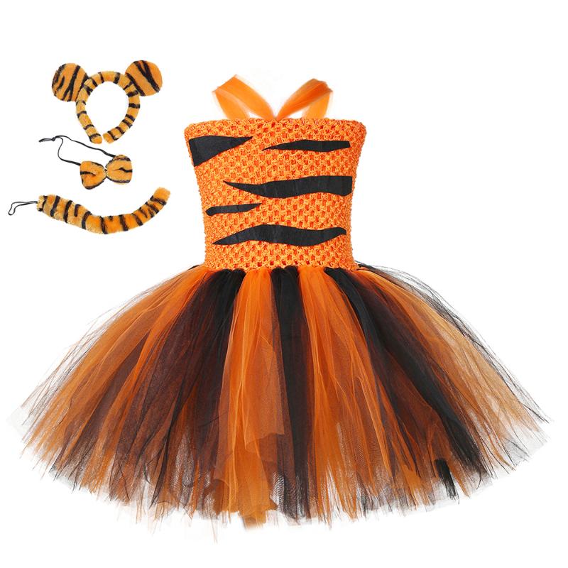 

Girl's Dresses Baby Girls Tiger Kids Animal Halloween Cosplay Costume For Children Cute Tutu Dress Girl Cartoon Birthday Outfit ToddlerGirl', Orange black