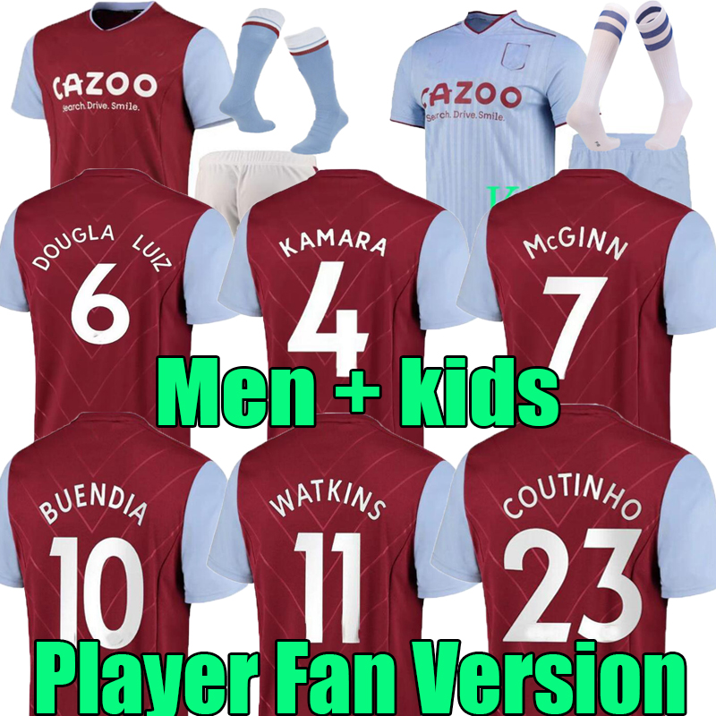 

2022 2023 Aston Villaes Coutinho WATKINS BUENDIA Soccer Jerseys 22 23 away McGINN EL GHAZI WESLEY DOUGLAS LUIZ MINGS KONSA M.TREZEGUET men kids Football shirt, 22/23;home
