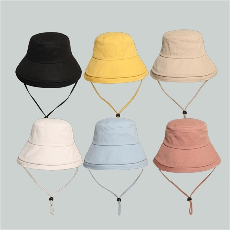 Summer Solid Bucket Hats Unisex Bob Caps Hip Hop Men Women Summer Panama Cap Beach Sun Fishing Fashion Fisherman Hat 220812