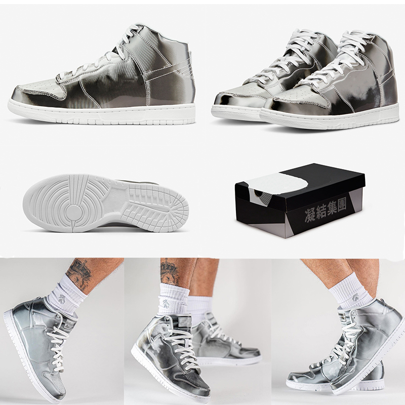 

Shoes Authentic CLOT x Dunks Men Flux High DH4444-900 Sliver Sports Sneakers Original
