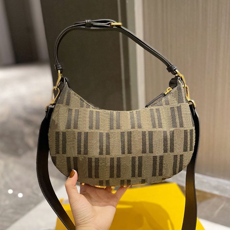 

Armpit Bag Women Handbags Half Moon Crossbody Shoulder Bags Removable Double Strap Real Leather Metal Zipper Hardware Letter High Quality Classic Purse, Color5