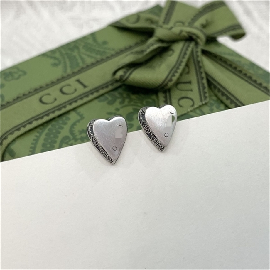 

trend 20% OFF designer Gujia Love 925 silver jewelry frosted face heart-shaped old personality fashion trend couple Earrings female