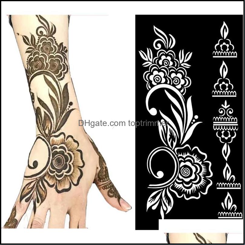 

Tattoo Transfer Tattoos Body Art Health Beauty Temporary Stencil Henna Hollow Ding Template Fashion Design For Dhey8