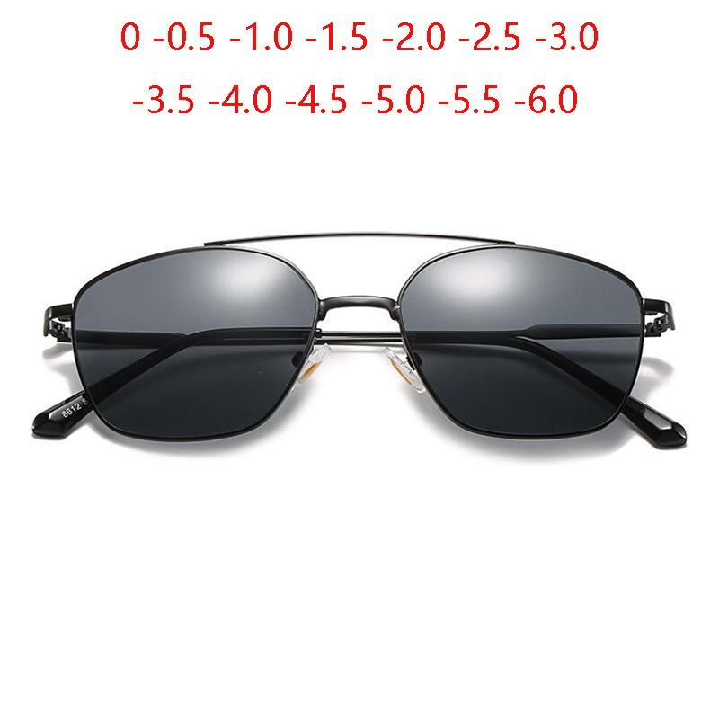 

Sunglasses Double Beam Women Myopia Finished Resin Lens Vintage Metal Student Short-sight Sun Glasses Female 0 -0.5 -1.0 To -6.0Sunglasses