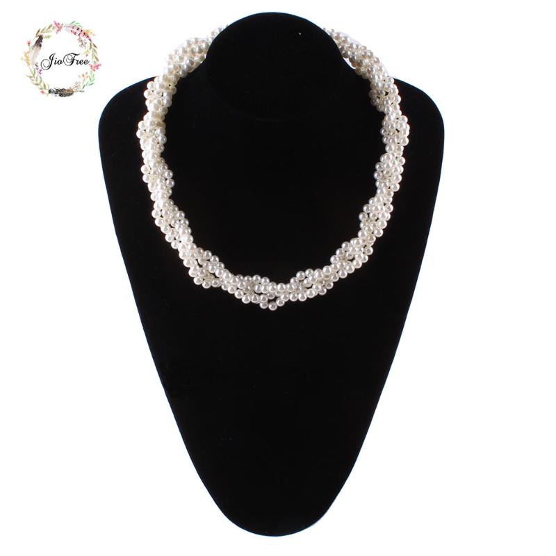 

Chains Fashion White Pearl Necklace Wedding Party Imitation Statement Woven For Women Clothes AccessoryChains