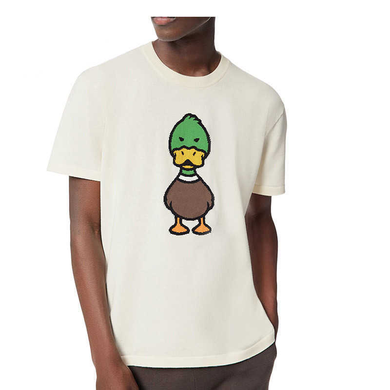 

Knitting Tee Duck pattern Fashion Man Women T-shirt MADE FZTX016, White