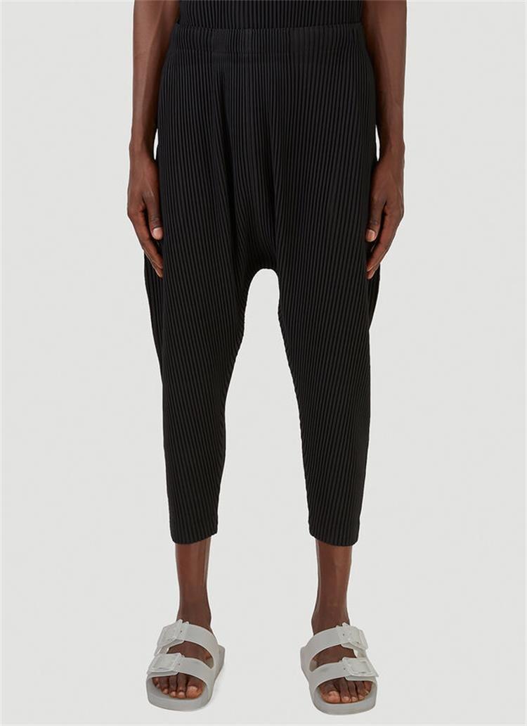 

Men's Pants Three-Dimensional Wrinkle Resistant Are Fashionable In Summer, Personalized Leisure Nine Point Hatching, Black