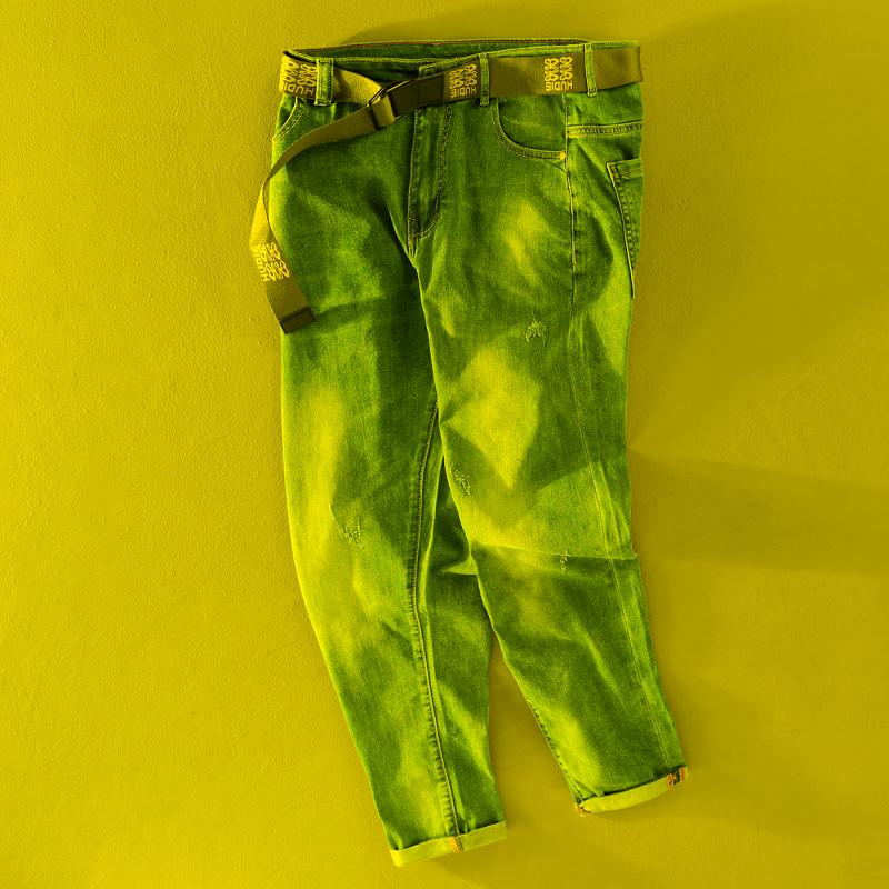 

Men's Jeans Ankle-length Stretch Cotton Casual Pants Men Brand Fashion Trousers Comfortable Mens Clothes Spodnie PantalonesMen's, Blue (with belt)