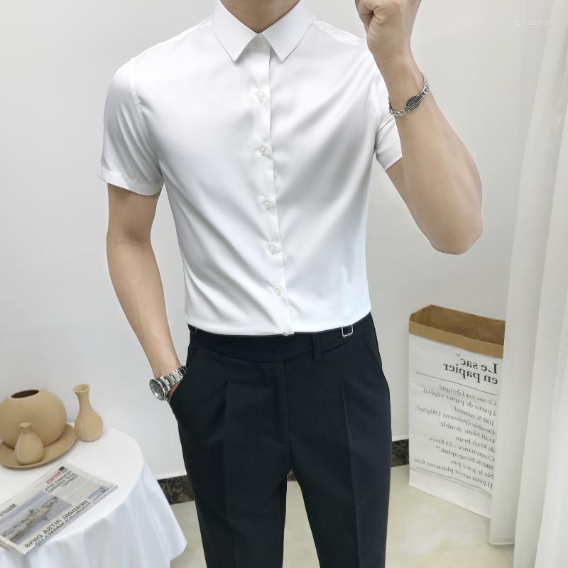 

Men' Dress Shirts Men' Summer Fashion Korean Business Casual Slim Shirt Male Short-sleeved Solid Color Buttons G120Men' Eldd22, White