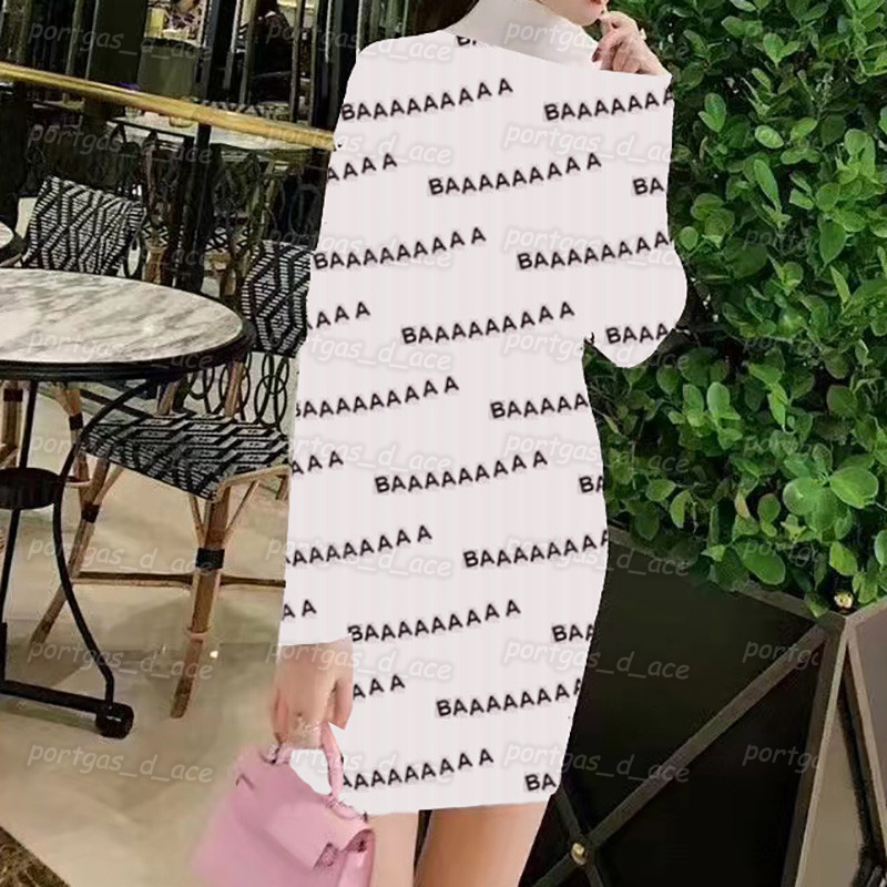 

Letters Knit Womens Dress Long Sleeve Knitted Turtleneck Dress for Women INS Fashion Spring Summer Dresses, Black with label #20221013