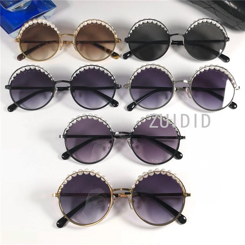 

Sunglasses Pearl Round Designer Brand Luxury Women Vintage Shades Gradient Lens Uv400 Female 2022 Fashion Retro Eyewear Ch4234Sunglasses