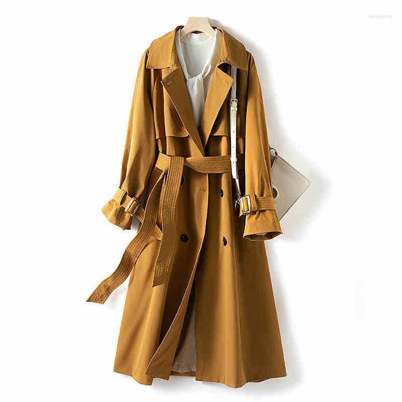 

Women's Trench Coats 2022 Luxury French Style Plus Size Womens Long Coat, Yellow