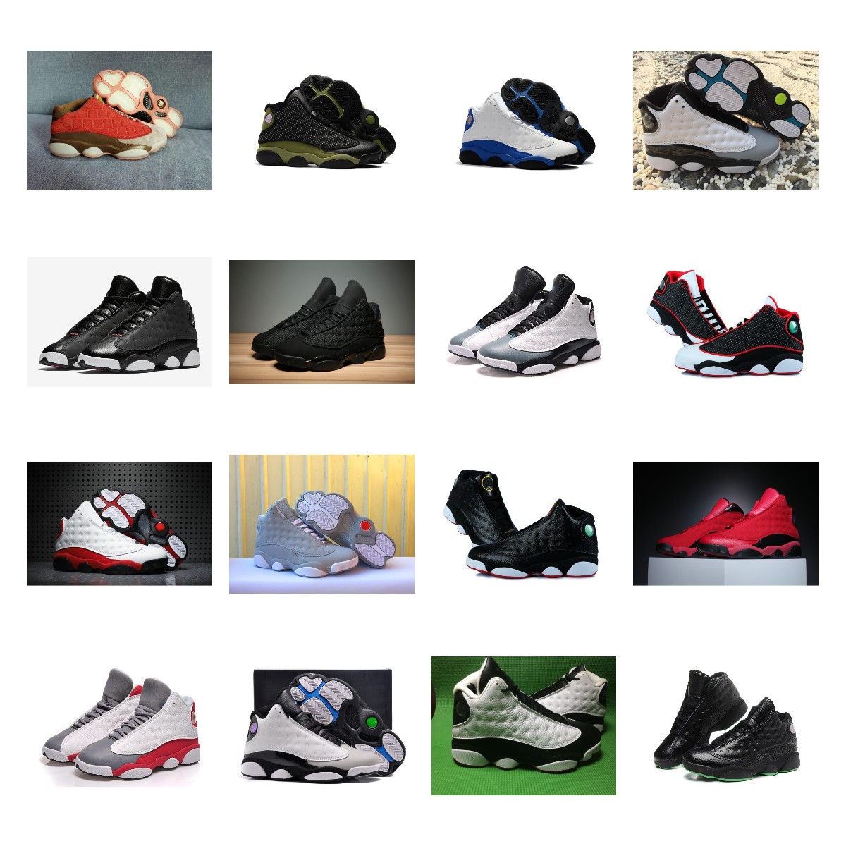 

2022 with Box New Mens And Womens Basketball Shoes Sneakers for Men and Women 13S Grid Cat Bred Black Red Purple Panda High, #12