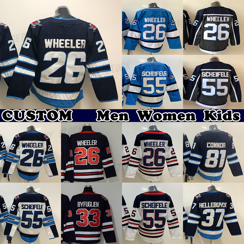 

26 Blake Wheeler Heritage Classic Jersey 27 Nikolaj Ehlers 55 Mark Scheifele 81 Kyle Connor 80 Pierre-Luc Custom Mens Womens Youth Any Name Any Number hockey jerseys, Grey reverse retro mens
