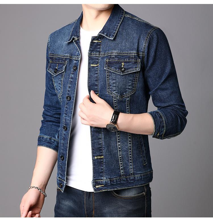 

Men's Jackets Denim Coat Men's Spring And Autumn Korean Fashion Top Loose Simple Casual Work JacketMen's, Denim blue