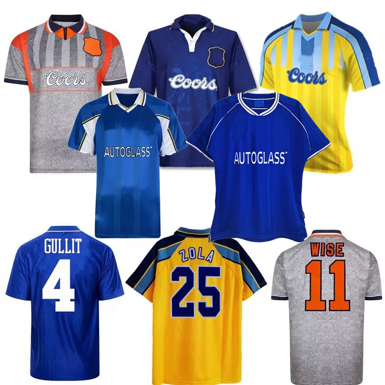 

1994 1995 1996 1997 1998 1999 2000 2001 Gullit ZOLA retro soccer jersey Wise Hughes Vialli FLO POYET TERRY Peacock Spencer Di Matteo classic vintage football shirt, 99/01 home