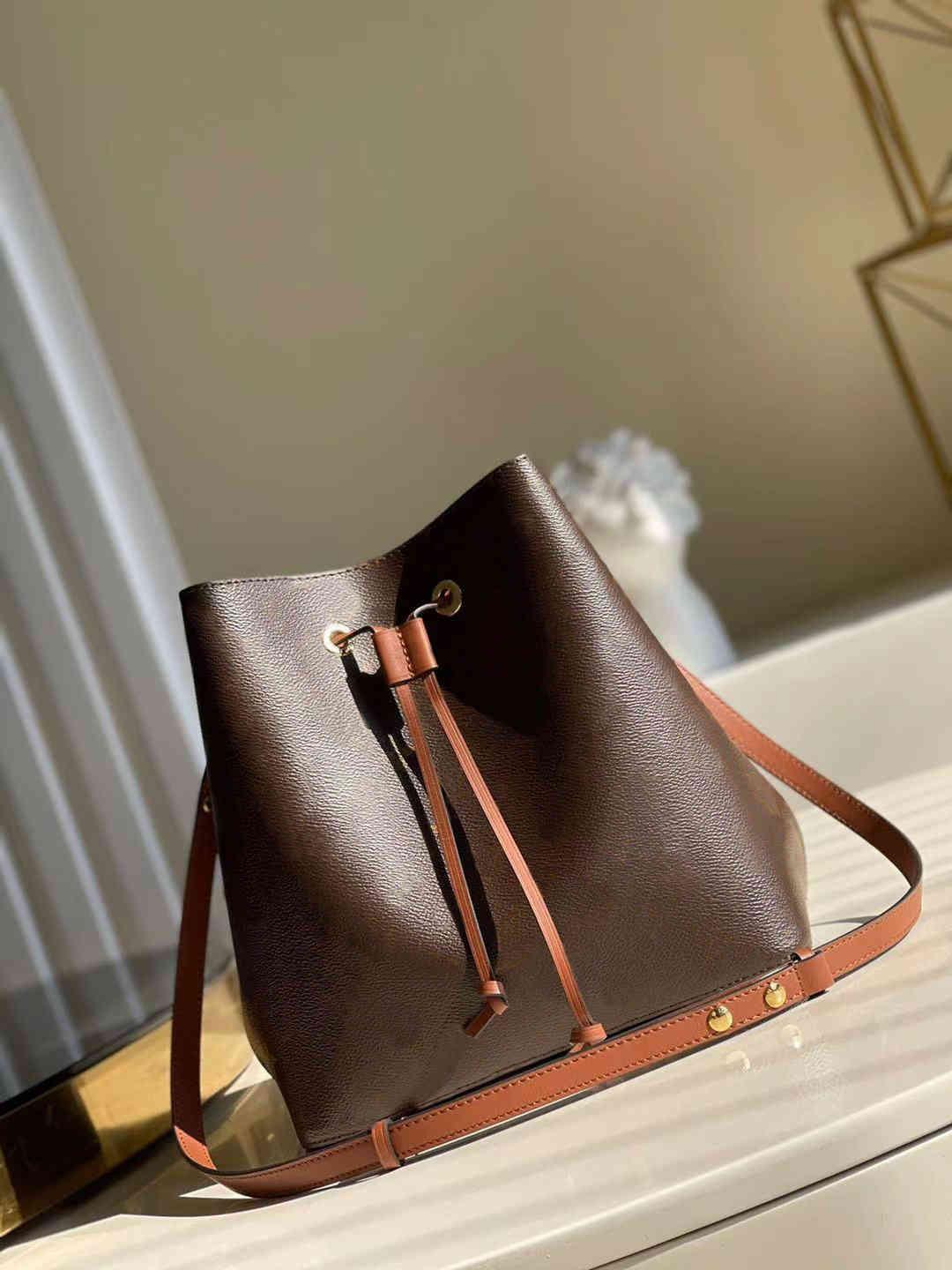 

High Qaulity Women Shoulder Evening Bags Fashion Lady Leather Handbags Purses Designer Luxury Bucket Bag Drawstring Wallet, With logo