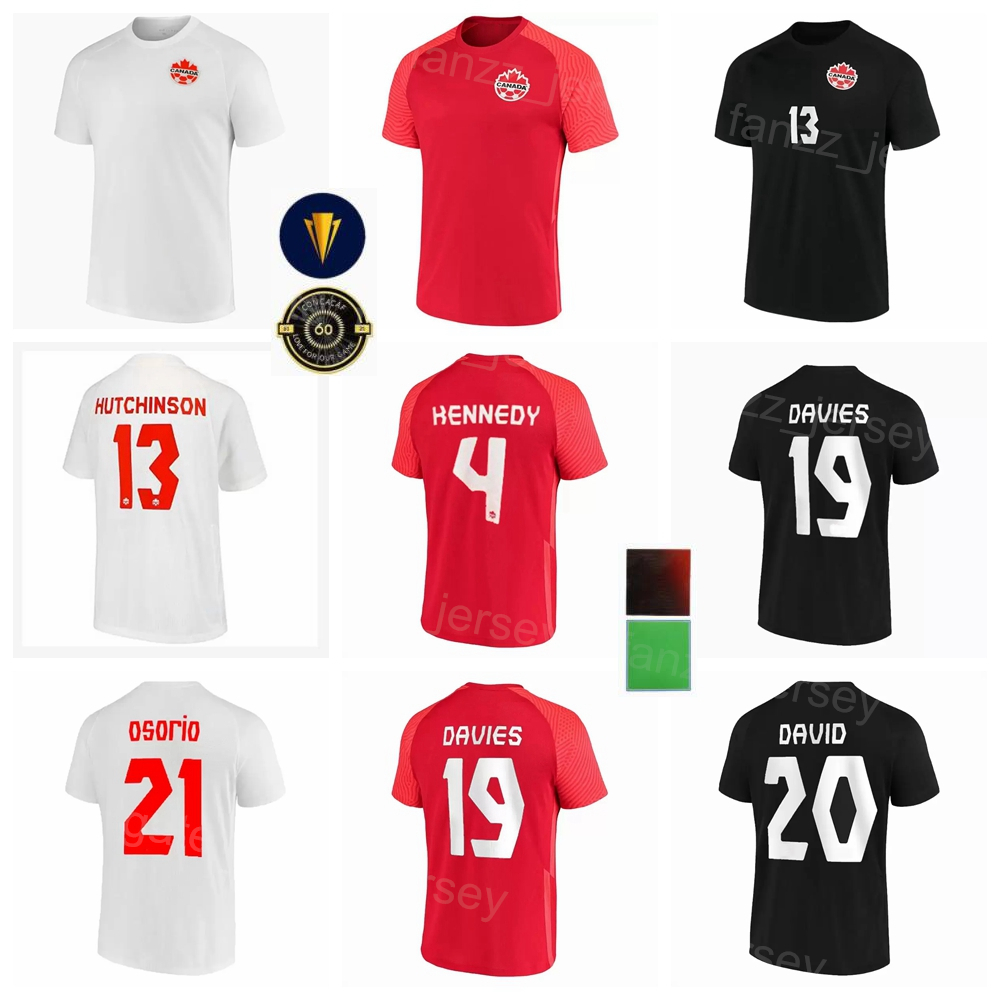 

National Team Canada 17 LARIN Soccer Jersey 2022 World Cup 19 DAVIES 20 DAVID 9 CAVALLINI 14 KAYE 10 HOILETT 11 BUCHANAN 13 HUTCHINSON Football Shirt Kits Custom Name, Black