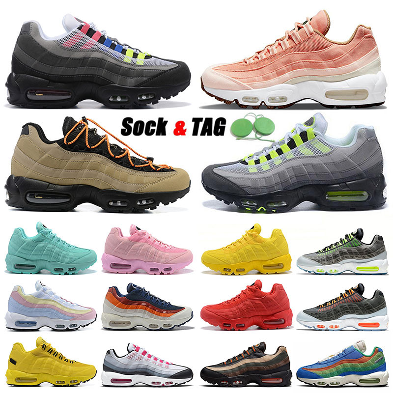 

95s Shoes 95 OG Neon Piink Greedy Mens Womens Maxs Size Us12 Run Shoe Triple Black White Multi Brown Black Orange Volt Lacing Dark Army Designer Sneaker Walking Trainer, A27 40-46 black with orange