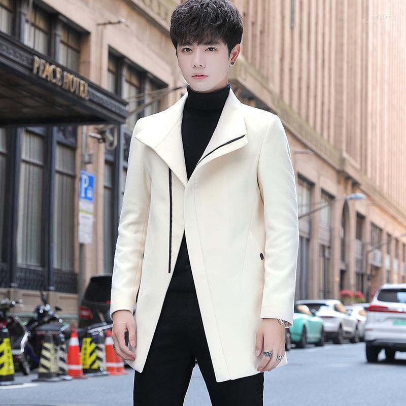 

Men's Wool & Blends Autumn And Winter Woolen Coat Lapel Mid-length Korean Loose Top1 Viol22, Black
