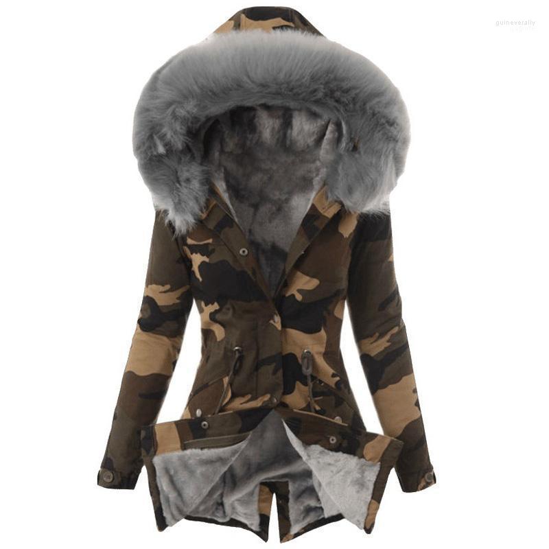

Women's Down & Parkas Hooded Jacket Fashion Ladies Fur Collar Casual Slim Printed Solid Color Cotton Parker Guin22, 08