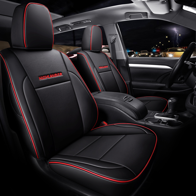 

Luxury Leather Car Special Seat Covers For Toyota Highlander Protect Seat Cushion Waterproof Leather Decorate Accessories 1 Set/5 Seats