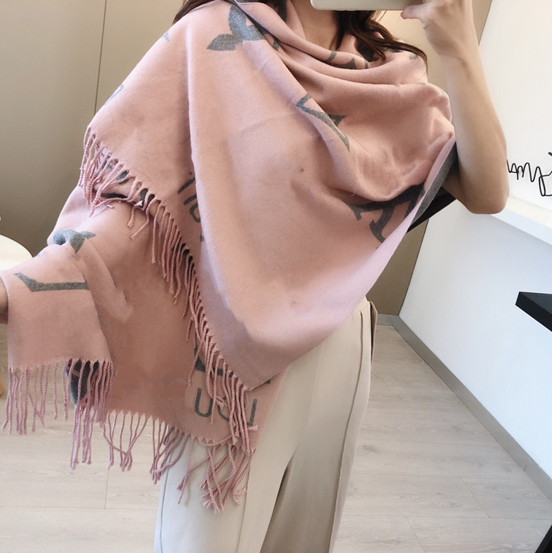 

2022 Luxury Scarf Cashmere and Silk Blending Fashion Colors Pashmina Winter Warm Brand Designer Letter Shawl Classic Pattern Long