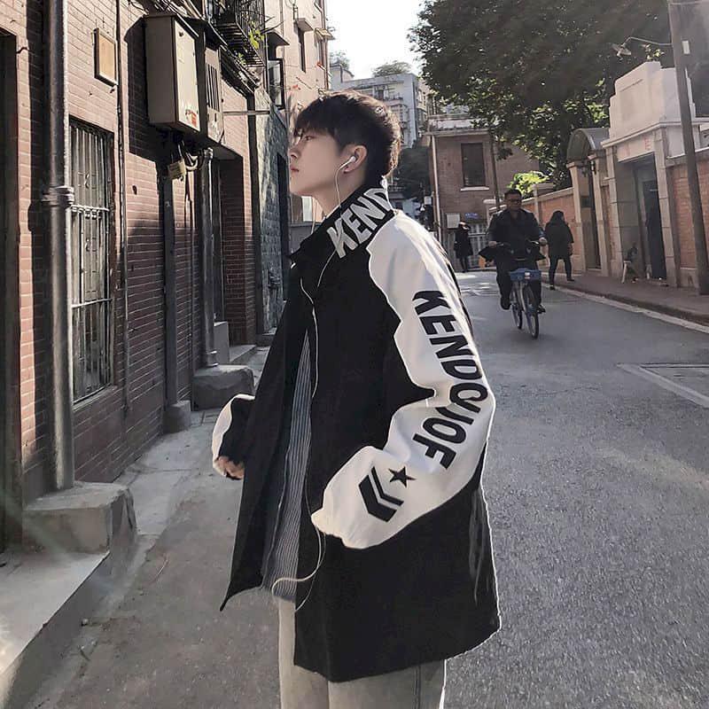 

Men's Jackets Autumn And Winter Double Thicen Coat Male Korean Style Hong Kong Loose Handsome Student Baseball Uniform For MenMen's, Black