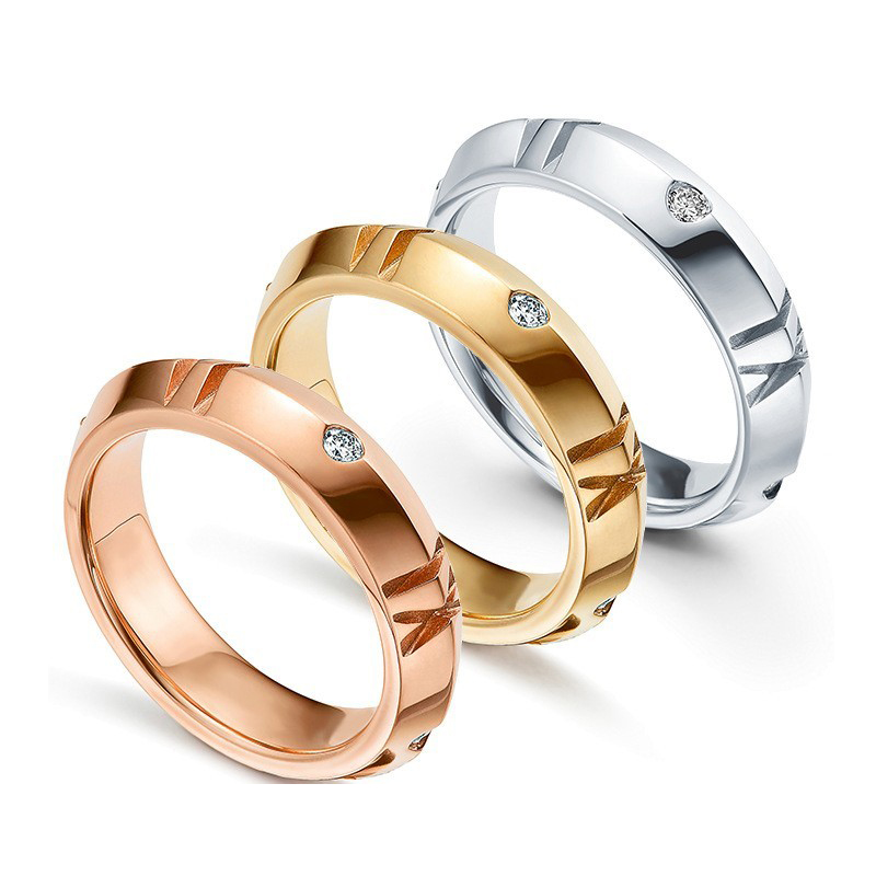 

New Sterling Silver 925 Couple Luxury Brand Band Ring Light Inlaid Zircon Hollow Fashion Jewelry Gift