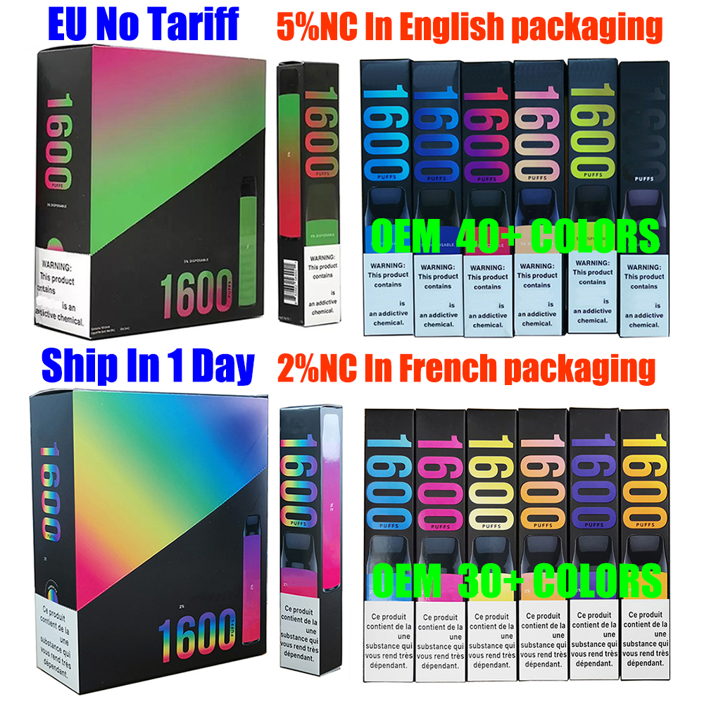 

High Quality Disposable Vapes 1600 Puffs E Cigarette Device 1000mAh Battery 6.5ml Pod 40 Color E Cigs VS Plus Flex Max 2% 5% Iget king Bar Mega Legend RandM Tornado 7000 600