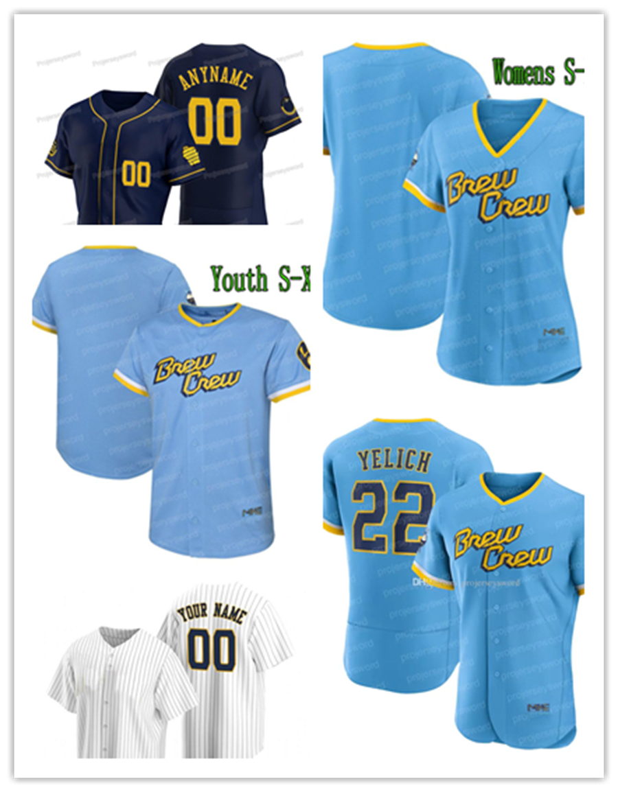 

2022 Milwaukee Christian Yelich All Star Brewers Jersey City Connect Corbin Burnes Willy Adames Josh Hader Rowdy Tellez Eduardo Escobar Kolten Wong Lorenzo Cain, Womens cream s-xxl