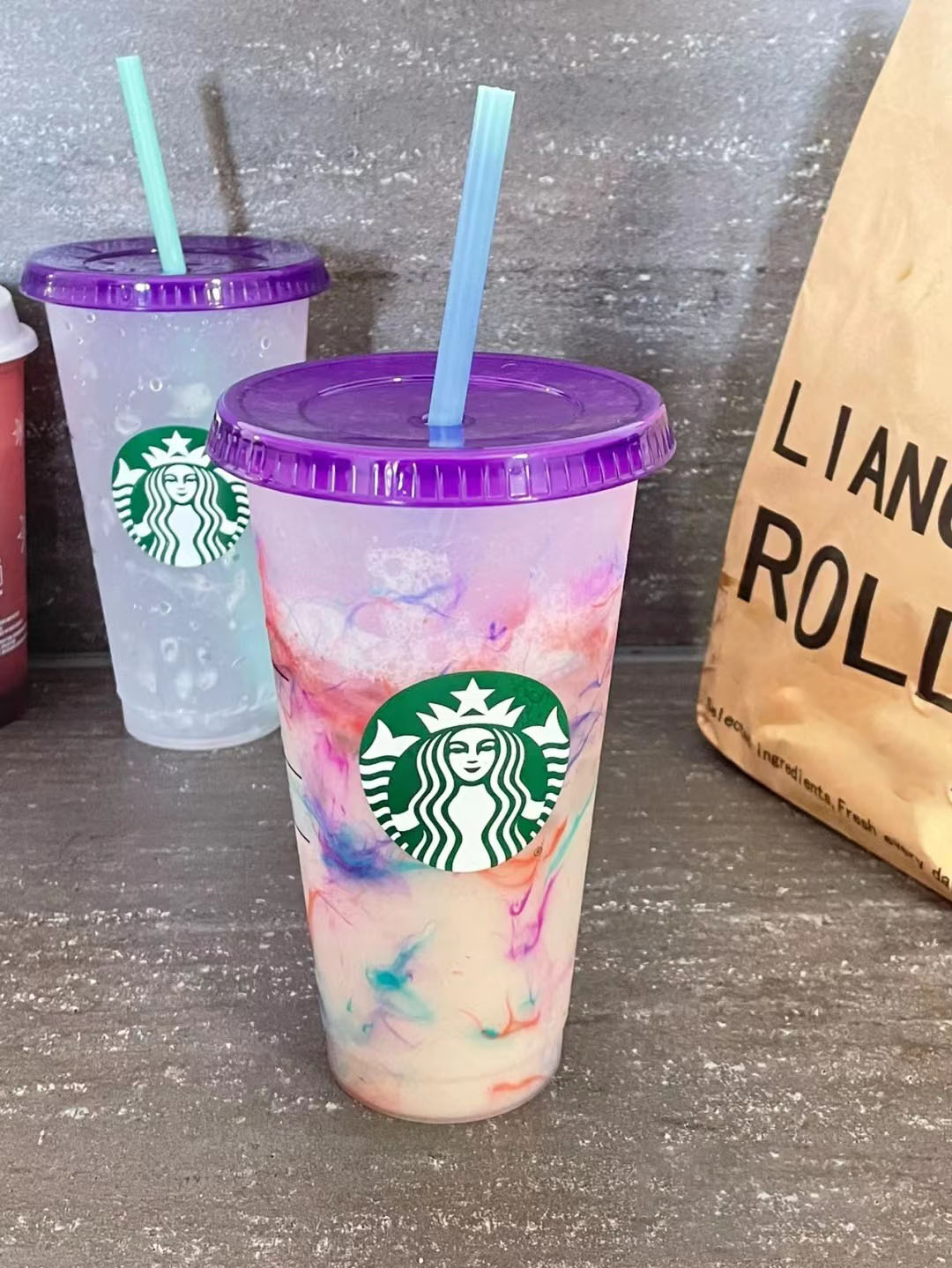 

5pcs Tik Tok starbucks mugs 24oz 710ml plastic tumbler reusable clear drinking flat bottom cup pillar shape lid straw mug bardian 100pcs dhl free, Extras are not products